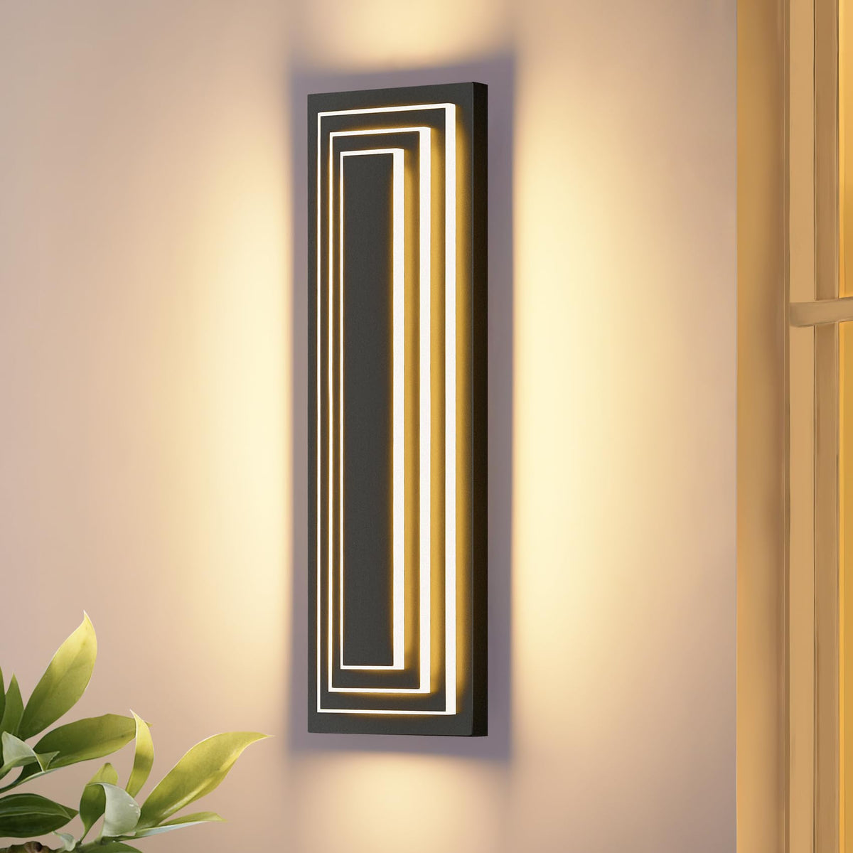 Outdoor Wall Lights (Black 3-Tier Modern Design / 23.6 Inches（60 cm）)