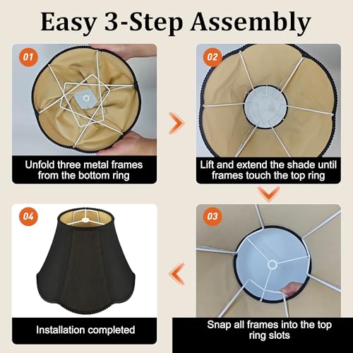 Black Bell Lamp Shades Set of 2 (Black)