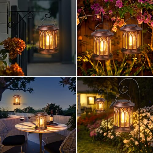 Solar Lanterns Outdoor Waterproof Lights (Classic Copper / 2 Pack)