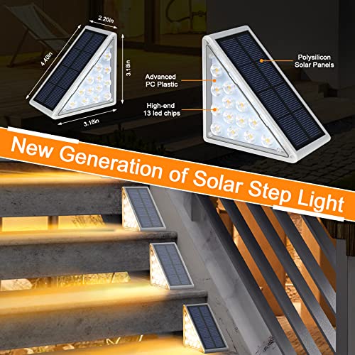 LED Solar Step Lights Waterproof Outdoor Stair Lights (Warm White / 8 Pack)