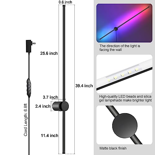 RGB LED Wall Sconces Set of Two with Remote (RGB Colors+Warm Light / 39.4 Inches)