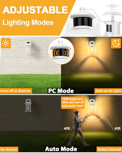 2 Pack White Porch Lights with Outlet (2 Pack / White)
