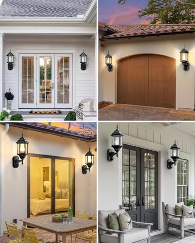 Motion Sensor Outdoor Wall Light Fixtures (2 Pack - Black)