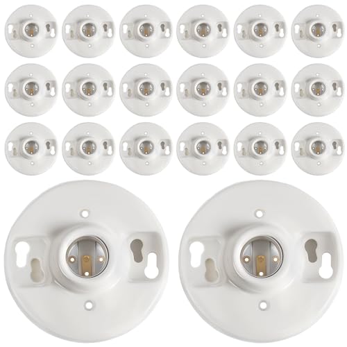 20 Pcs Light Socket E26 Porcelain Keyless Ceiling Bulb Fixture (Porcelain)