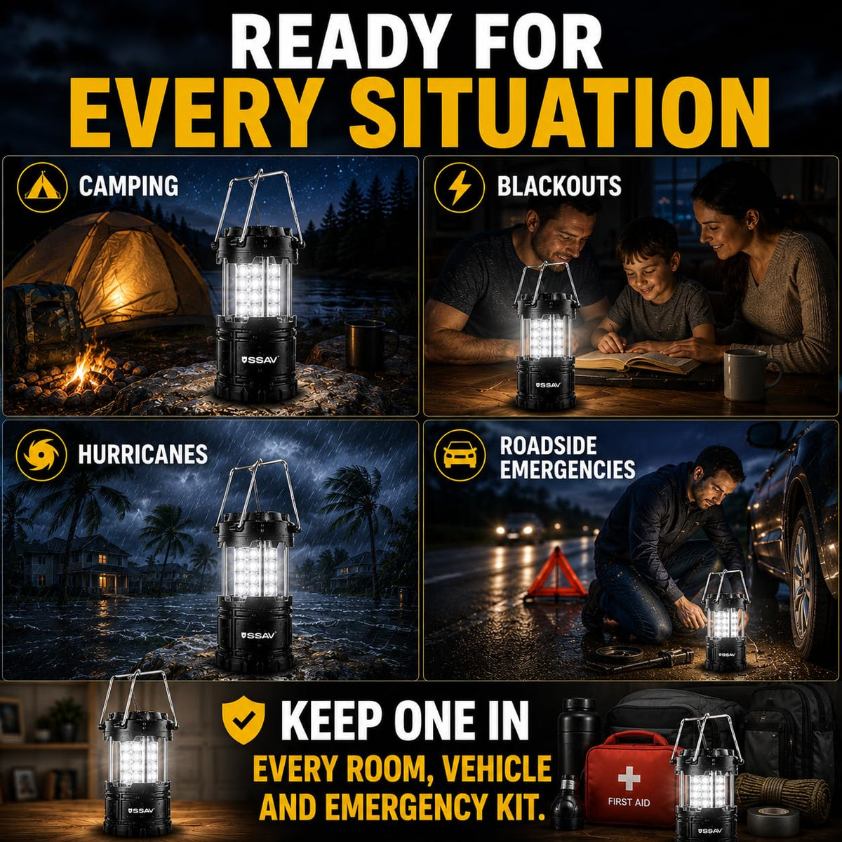 2 Pack Black LED Lanterns (2 Pack Black)