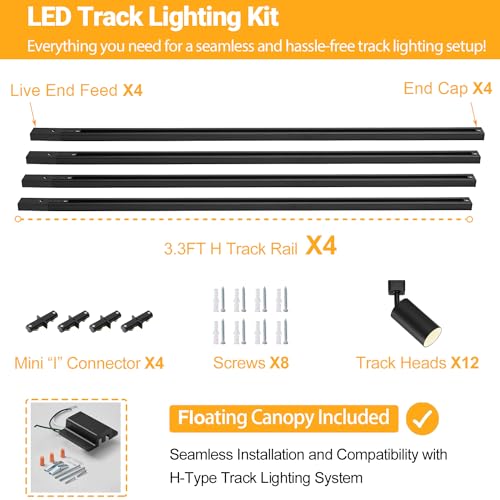 12 Light GU10 LED Track Lighting Kit (Black)