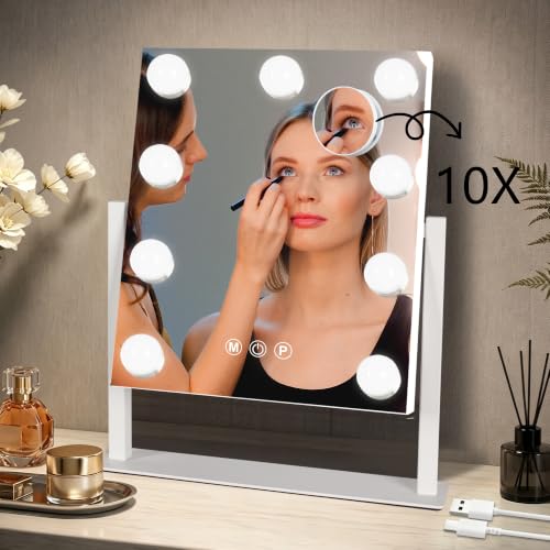 Rechargeable Vanity Mirror (White-rechargeable / 13"L x 15"W)