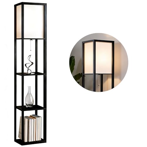 Floor Lamp with Shelves (Black)