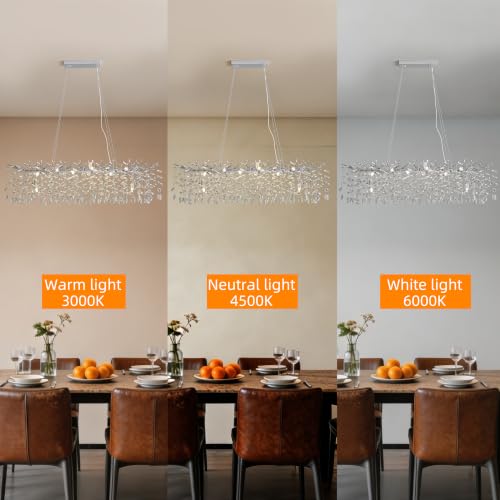 Modern Crystal Tree Branches Chandelier (Silver / Rectangular 47.5")