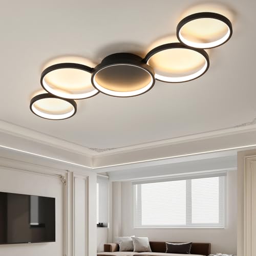 Modern LED Flush Mount 55W Dimmable Ceiling Light