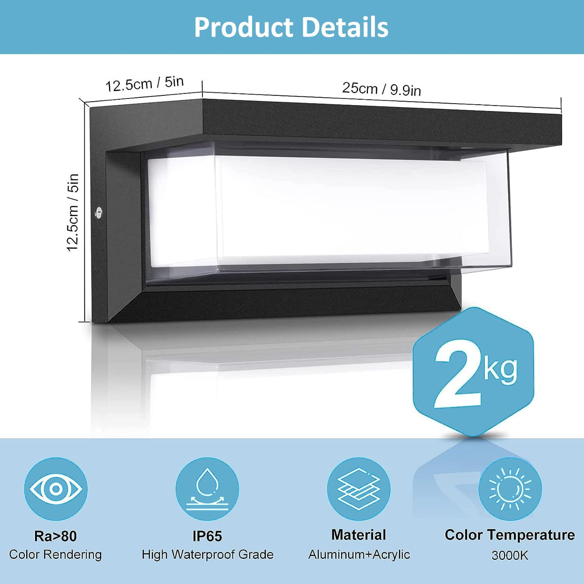 Porch Light Outdoor 6000K (18W-6000K-6Pack)