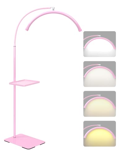 Half Moon Lash Light with Tool Tray for Eyelash Extensions & Estheticians (Pink)