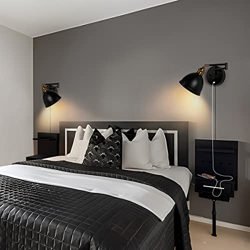 Swing Arm Wall Sconces (Metallic black)