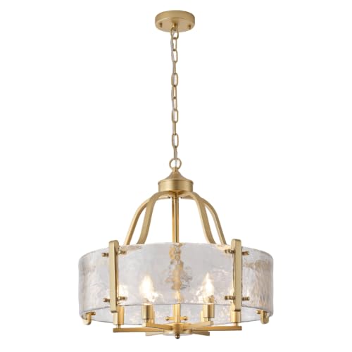 Sand Gold Hammered Glass Drum Chandelier (Sand Gold / 22 Inch)