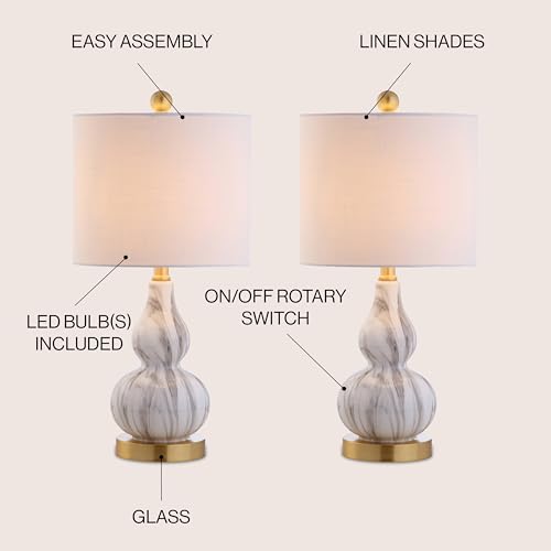 Anya Gourd Glass Table Lamp 20.5" (Set of 2 / Black / White)