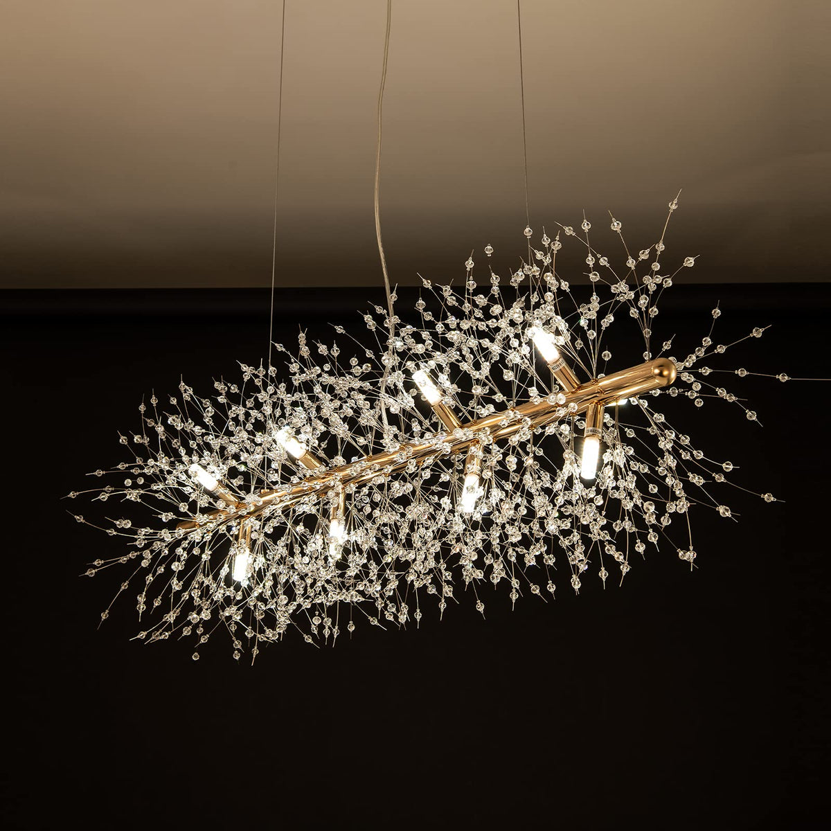 12 Light Crystal Firework Chandelier (12-Light / Gold)
