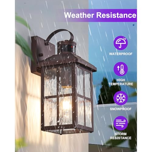 2 Pack Motion Sensor Porch Light Dusk to Dawn Outdoor Wall Light (Bronze 2)