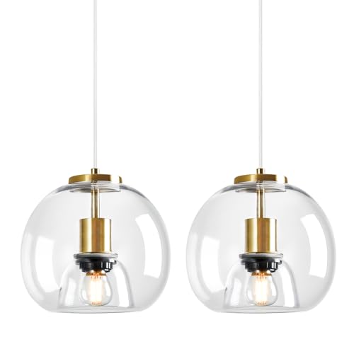 Clear Glass Pendant Lights Kitchen Island (Clear(7.87 in) / 2-Pack)