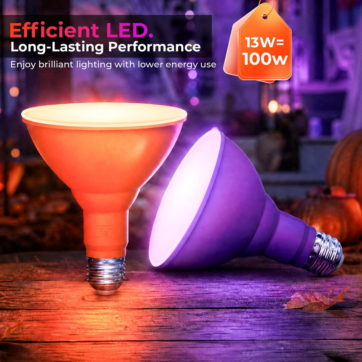 PAR38 Purple and Orange Light Bulb (Purple+orange / 2 Pack)