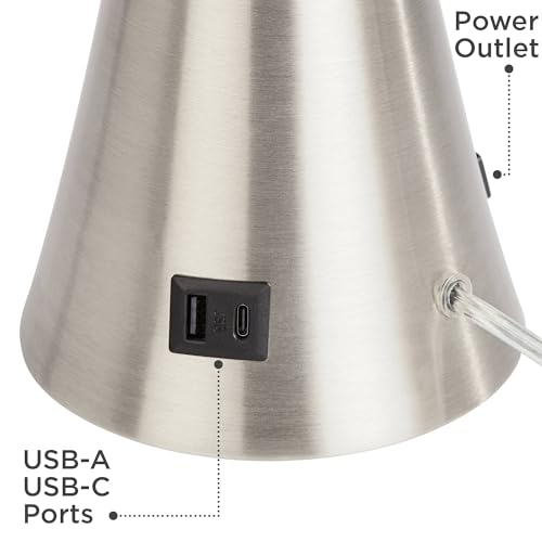 Karl 27 1 2" Tall Table Lamp USB Set of 2 Full Range Dimmers Brushed Nickel