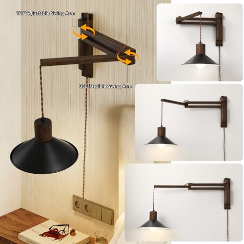 Plug in Wall Lamp (Black Wood)