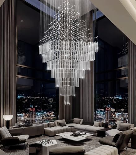 W40 x H120 Glam Chandelier with LED Bulbs Square Chandeliers (Gold / Square W40" X H118")