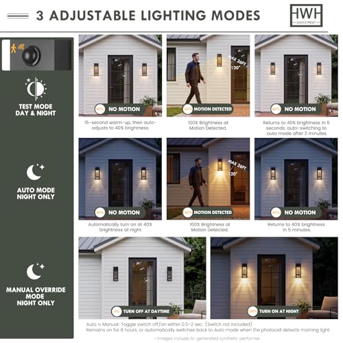 HWH 2 Pack Motion Sensor Outdoor Wall Lamps (Motion Sensor / 2-Pack)