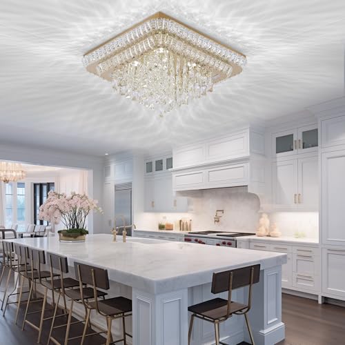 Crystal Chandeliers Modern Led Luxury Light Fixture Flush Mount 34 (Gold / 34 Inches)