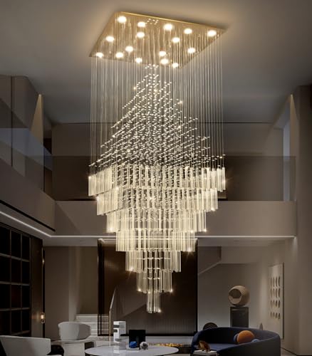 W40 x H120 Glam Chandelier with LED Bulbs Square Chandeliers (Gold / Square W40" X H118")