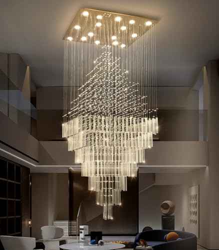 W40 x H120 Glam Chandelier with LED Bulbs Square Chandeliers (Gold / Square W40" X H118")