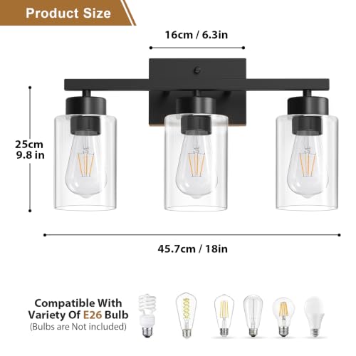 Bathroom Light Fixtures (Matte Black / 3-Light)