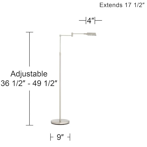 Zema Nickel Swing Arm Modern LED Pharmacy 49.5" Tall Floor Lamps Set of 2