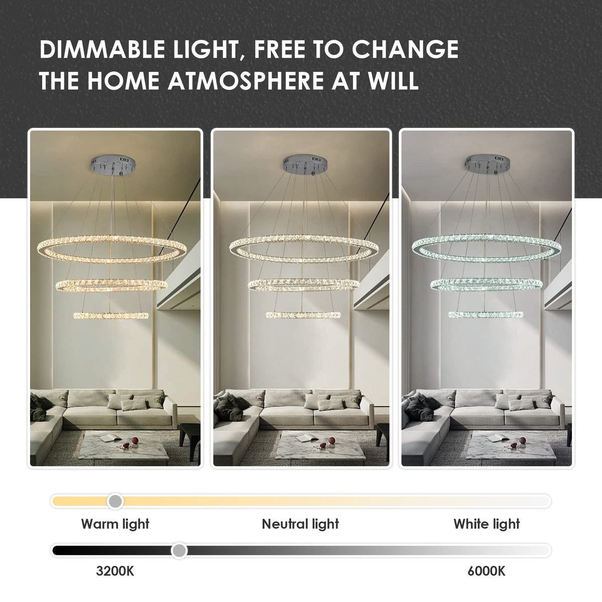 LED Chandelier (3 ring (12"-20"-28"))