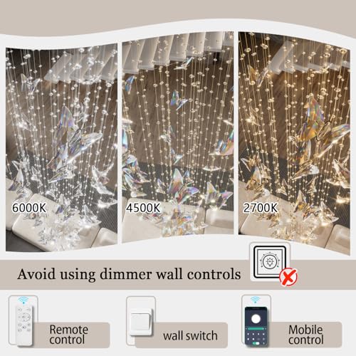 Modern Butterfly Crystal Chandelier (Black / Dia 40")