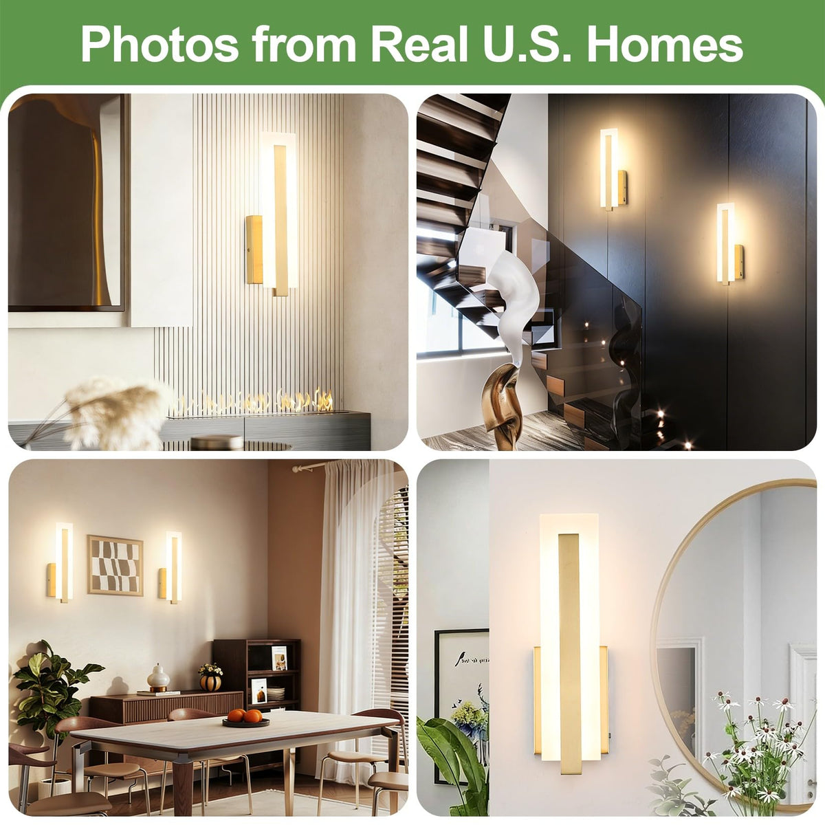 Hardwired Gold Dimmable Modern LED Wall Sconce 2 Packs 3000K 3500K 4000K 5000K 6000K Indoor Wall Lights Up and Down Wall Mount Light for Living Room Bedroom Hallway Corridor (Gold)