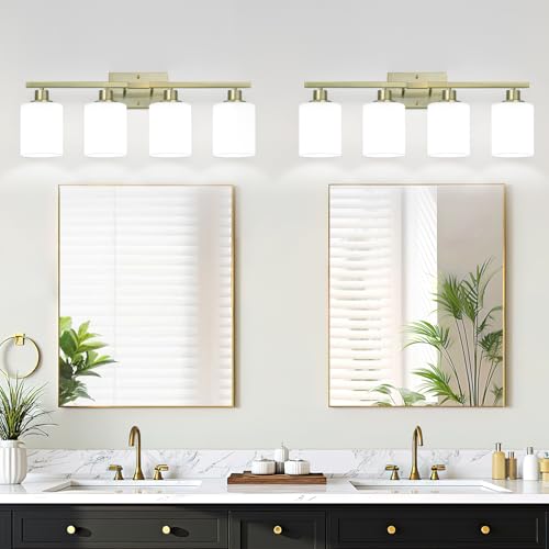 4 Light Bathroom Light Fixtures (Aged Brass / 4-Light)