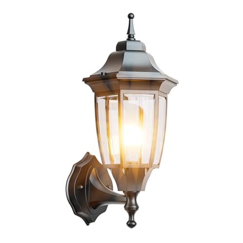 Outdoor Front Porch Light with Bulb (Black / Non Sensor-Aluminum)