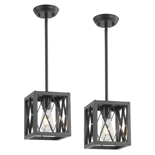 Farmhouse Pendant Light with Metal Cage