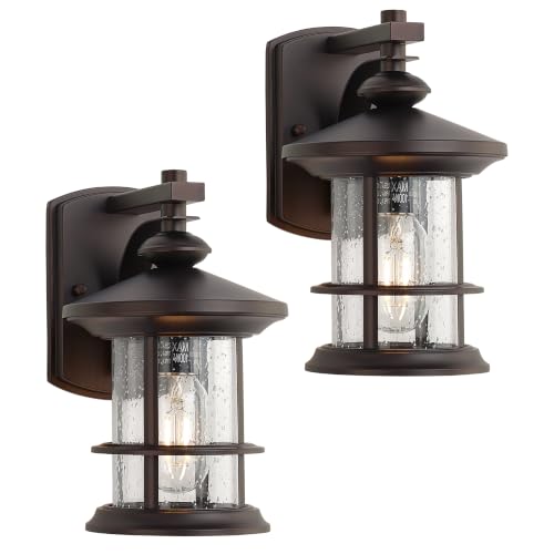 2 Pack Oil Rubbed Bronze Outdoor Wall Light (Bronze / 2 Pack H10")