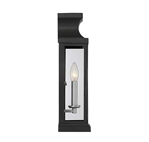 5-5910-BK Brooke Traditional Clear Glass Outdoor Wall Lantern, 1-Light 60 Watt, 17" H x 7" W, Black (17" Height)