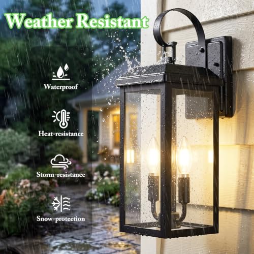 17.7" Large Outdoor Wall Lights (Matte Black / 17.8")