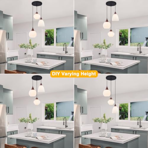 3 Lights Cluster Pendant Light for Kitchen Island (3D Printed Lampshape / 3 Light)