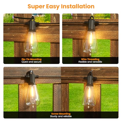 Outdoor String Lights for Patio (50FT Discolor)