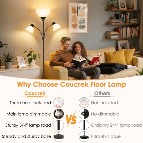 Torchiere Floor Lamps for Living Room (Black)