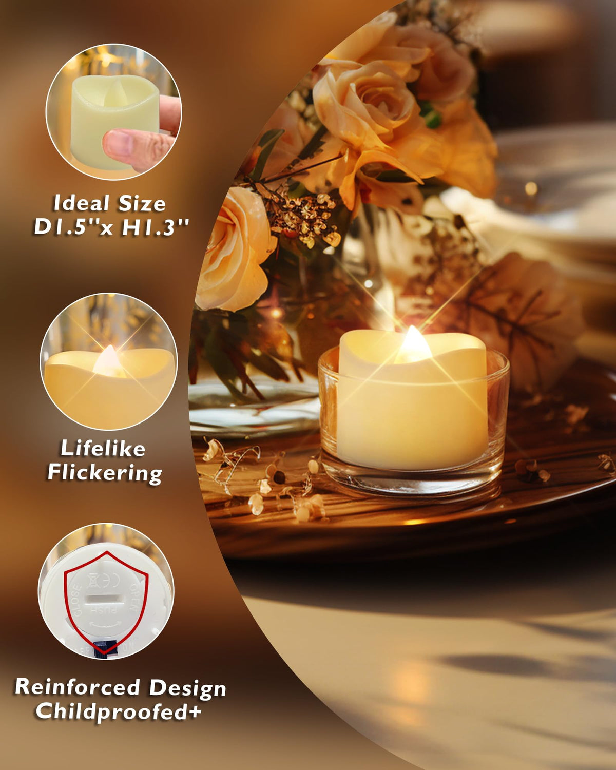 Flameless Tea Lights Candles Battery Operated - 24 Pack