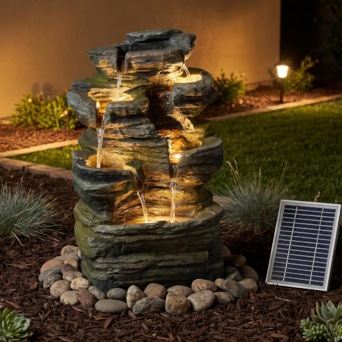 6 Tier Cascading Rock Water Fountain Outdoor Garden Waterfall Decor for Garden