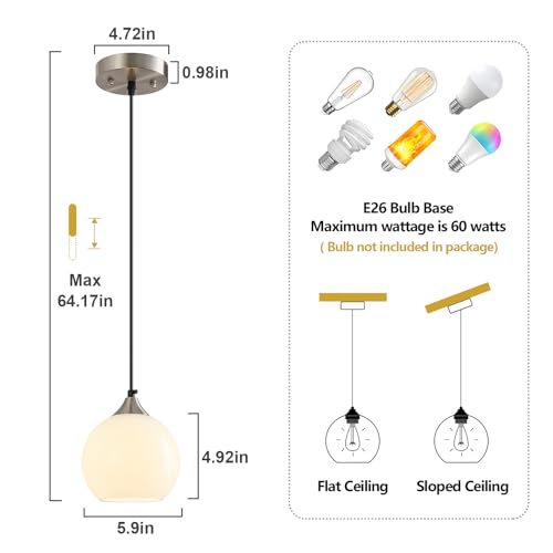 White Pendant Lights Kitchen Island 2 Pack (Milky White / S - 5.9 in)