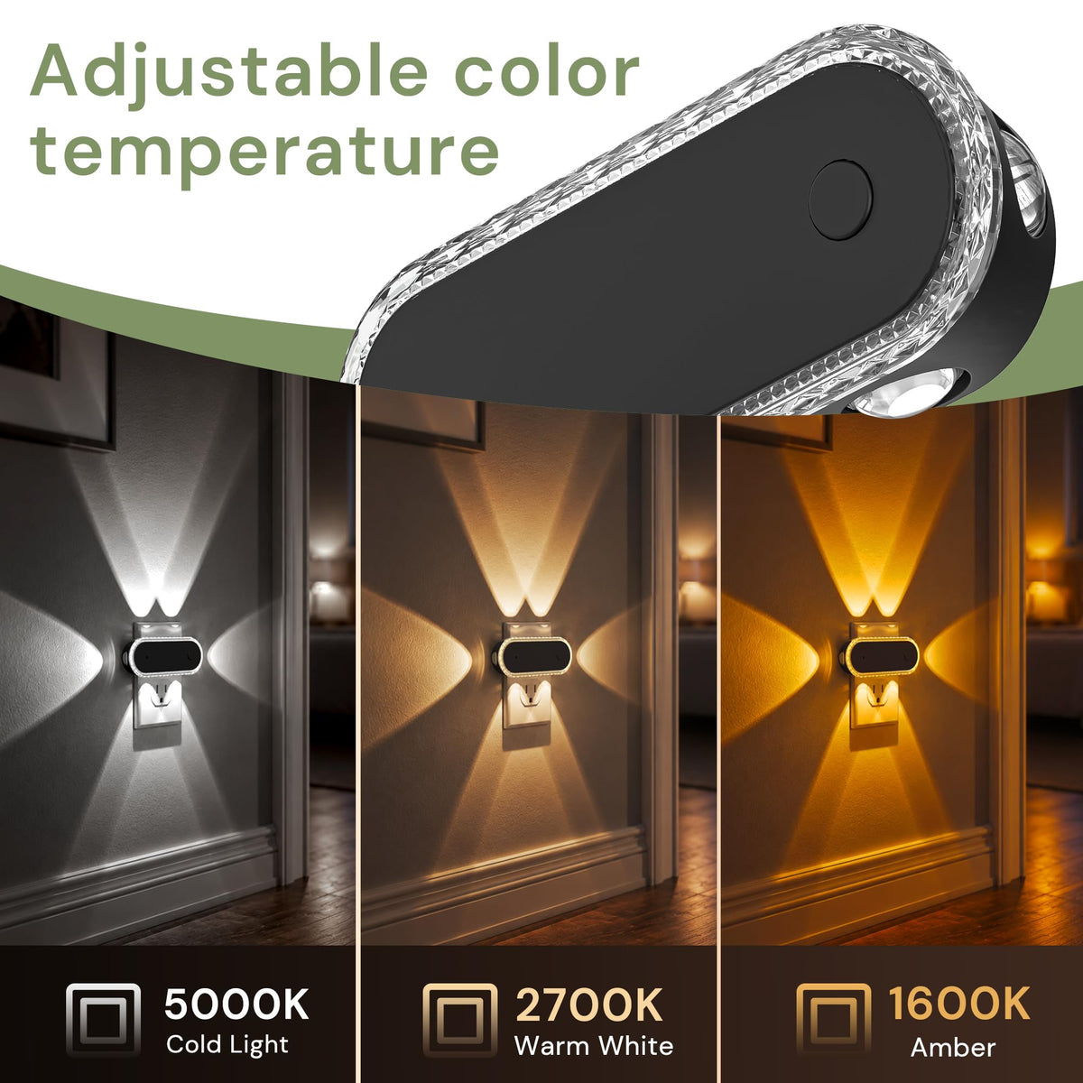 Night Lights Plug into Wall 4 (Black-3CCT-4 / 4 Pack)