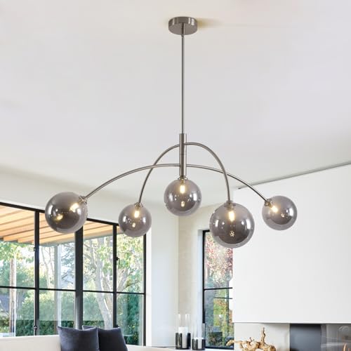 Chandelier 6 Lights Modern Nordic Gold Sputnik Chandelier Hanging Lighting Glass Globe Ceiling Pendant Light Fixtures