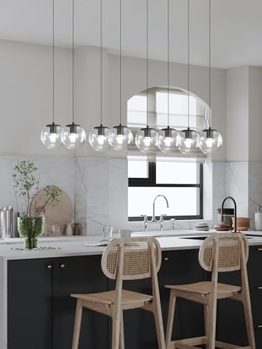 Modern Rectangular Chandelier (Black-Clear / Rectangle 10-Light)